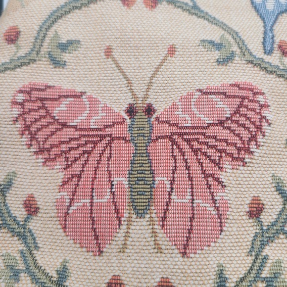 Brighton Butterfly Tapestry Satchel Bag Leather Trim Heart Charms Rare Large - Picture 11 of 13